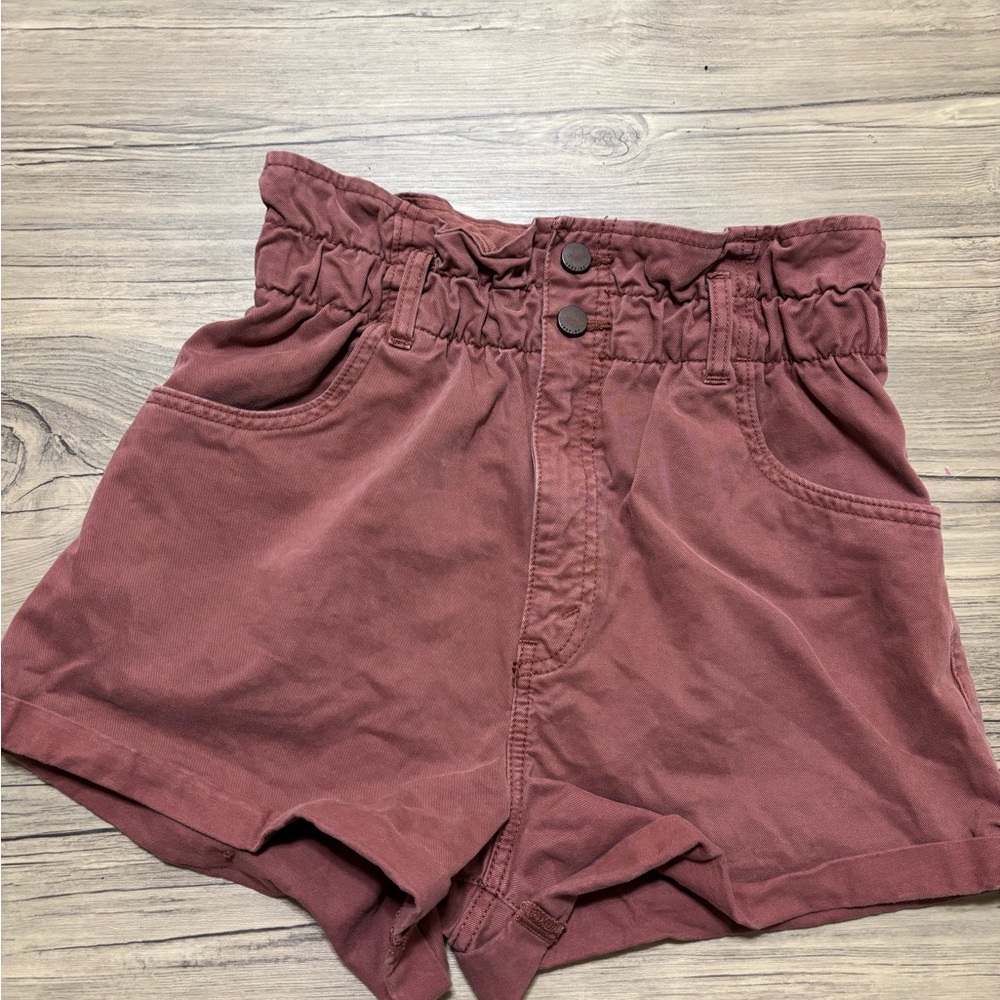 Abercrombie & Fitch High-Waisted Maroon Shorts